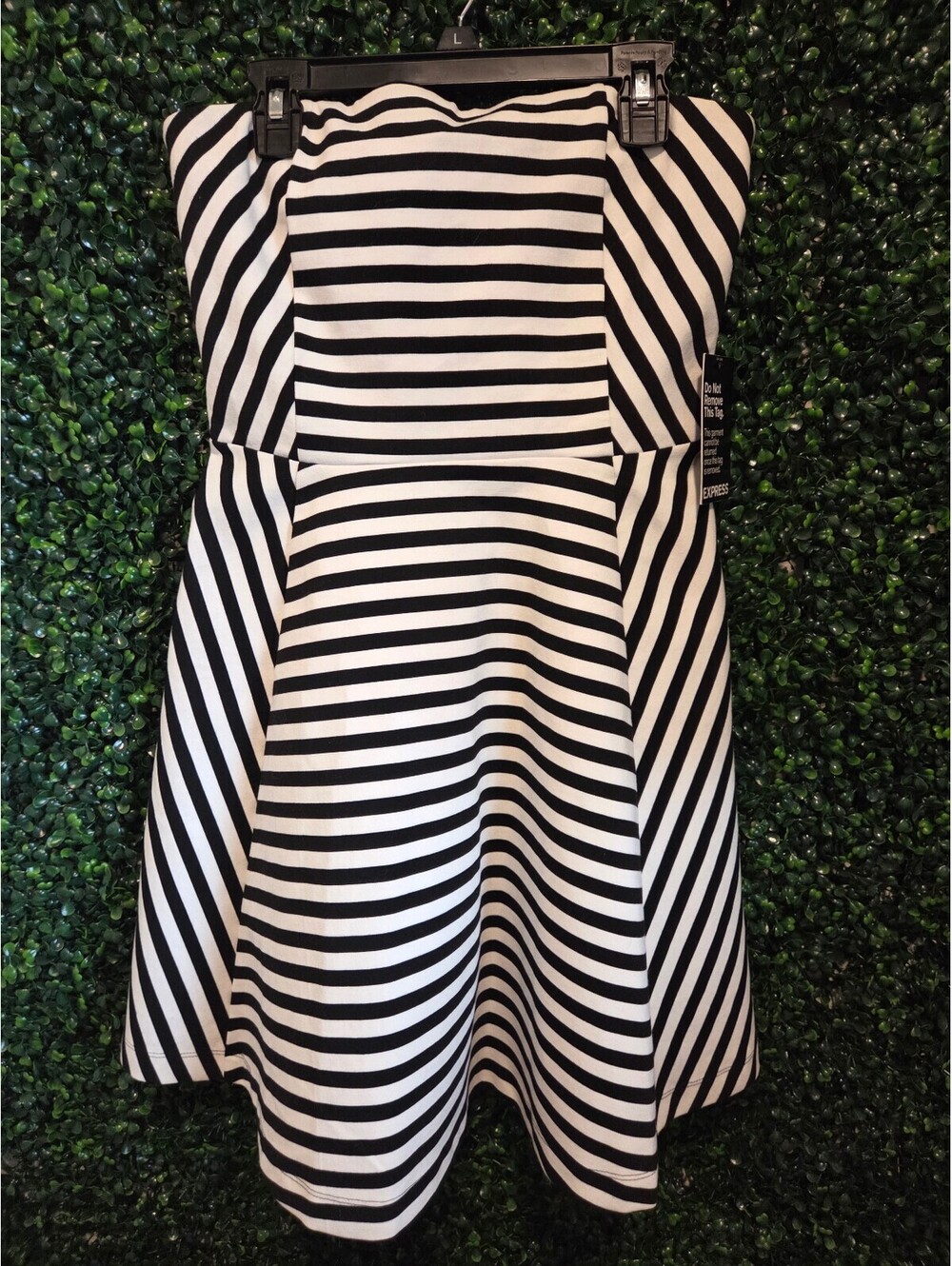Express Black and White Strapless Striped Dress Size 4